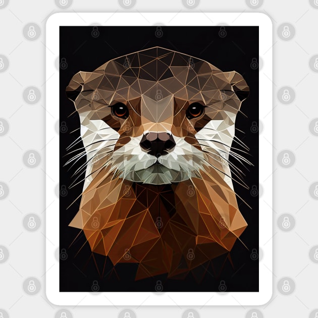 Triangle Otter - Abstract polygon animal face staring Sticker by LuneFolk